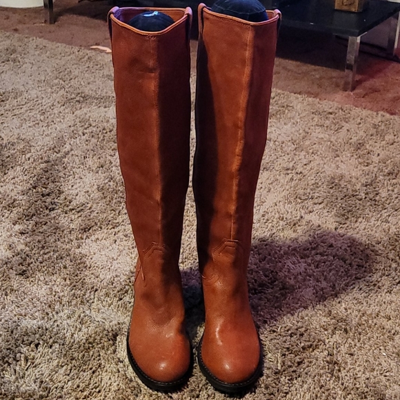 Gianni Bini Cognac Leather Knee Boots - 8M - New - Picture 2 of 8
